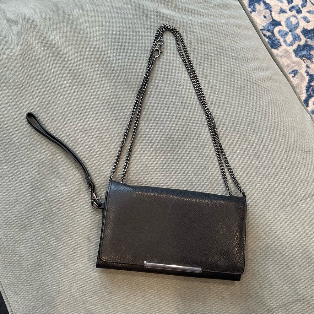 Elegant Black Leather Chain Strap Bag